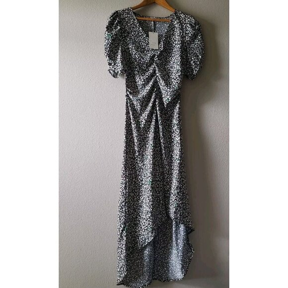 Women's Crepe Short Flutter Sleeve Midi Dress A New Day Green Floral Size Small - Picture 3 of 16